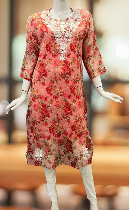 Buy online Hand-embroidered Red Chikankari Kurti from Kurta Kurtis for  Women by Ada for ₹1240 at 14% off | 2024 Limeroad.com